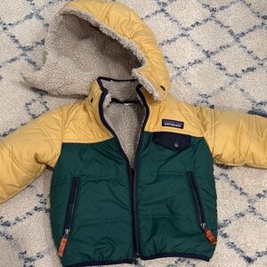 Patagonia Kids Colorblocked Puffer Jacket in Yellow & Green